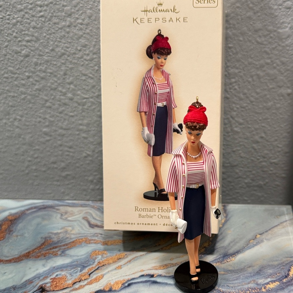 Hallmark Roman Holiday Barbie Ornament with Red and White Dress, NIB